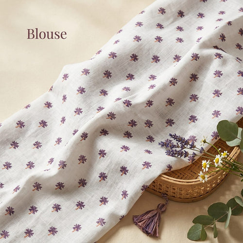 Deep Purple Floral Linen Cotton Saree