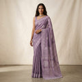 Lavender Botanical Linen Cotton Saree