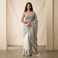 Ivory & Indigo Botanical Linen Cotton Saree