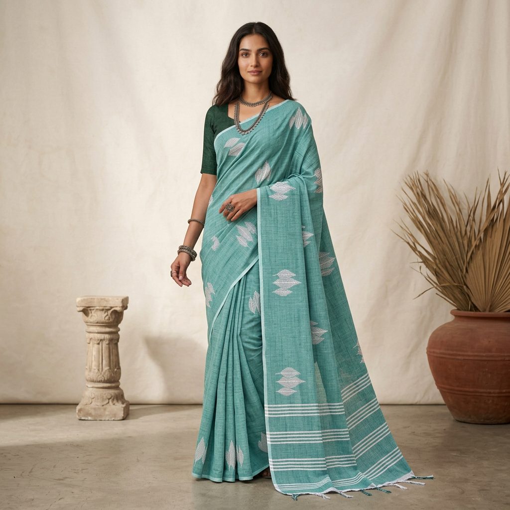Seafoam Green with Silver Motifs