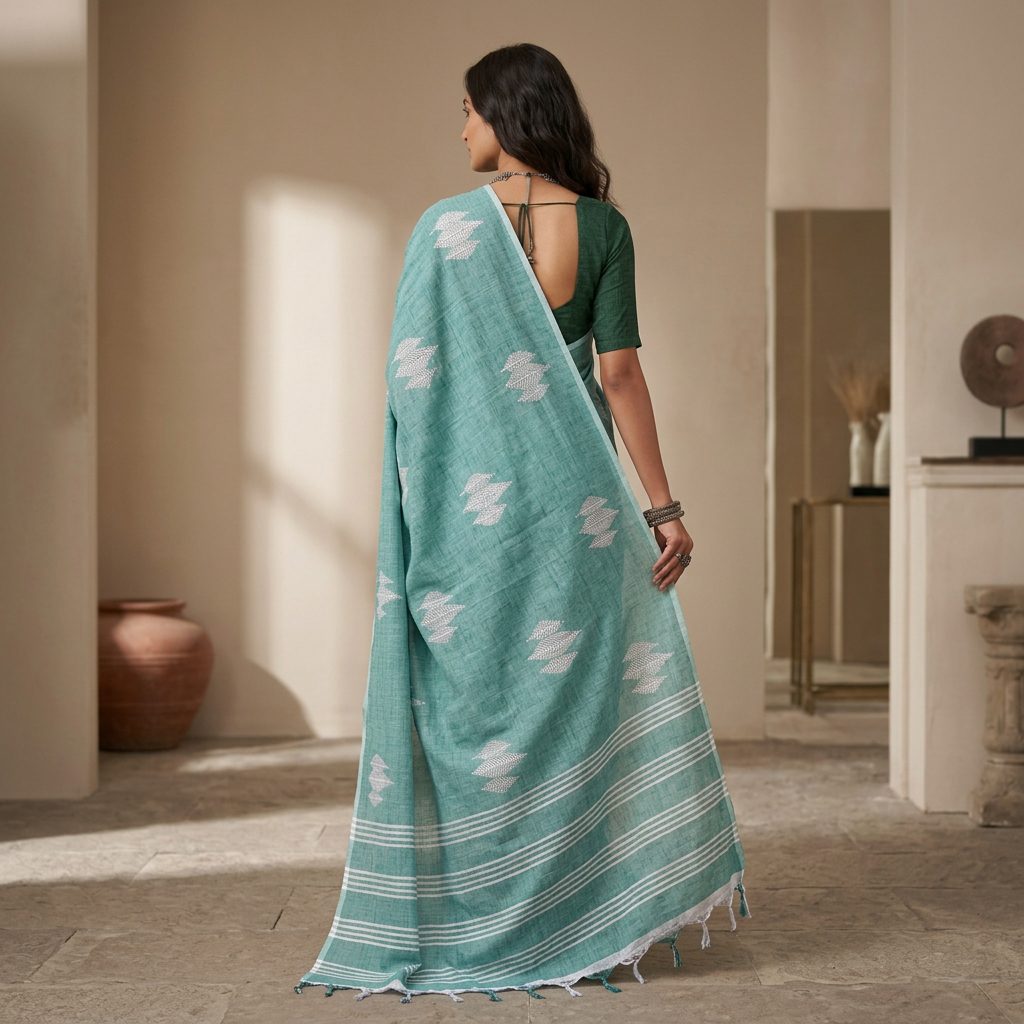 Seafoam Green with Silver Motifs