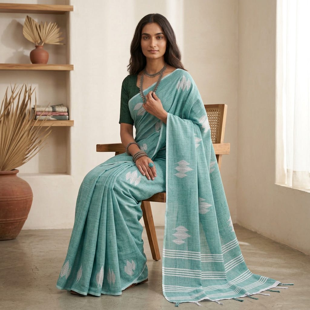 Seafoam Green with Silver Motifs