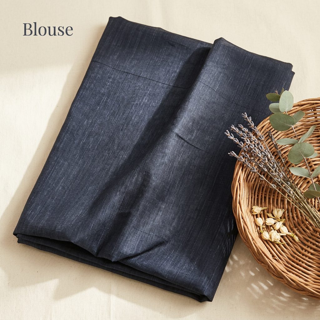 Black & Mustard Yellow Linen Cotton Saree