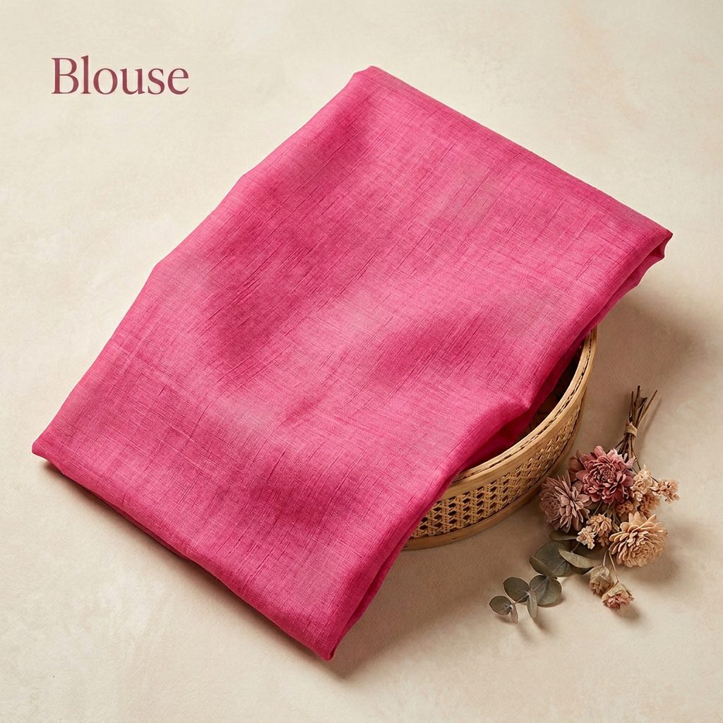 Ivory & Maroon Motif Linen Cotton Saree