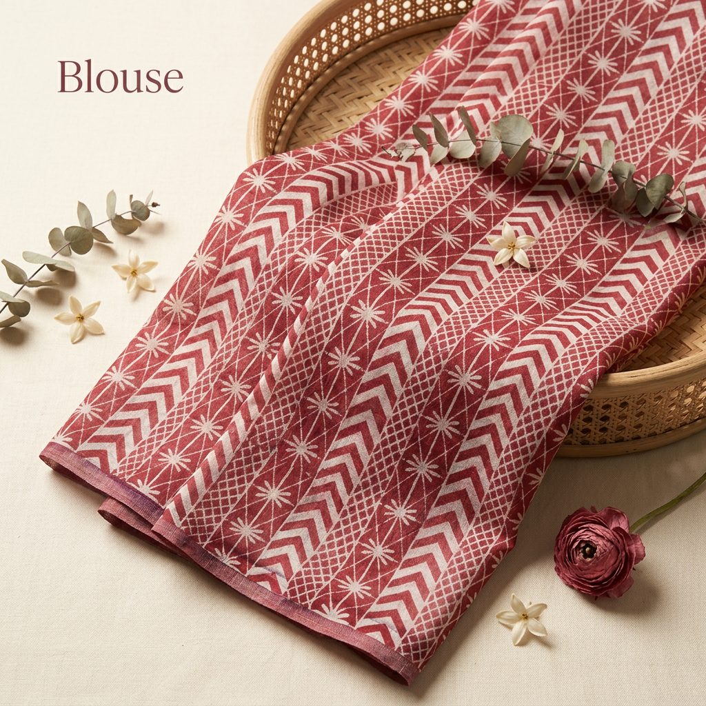Ivory Floral Linen Cotton Saree