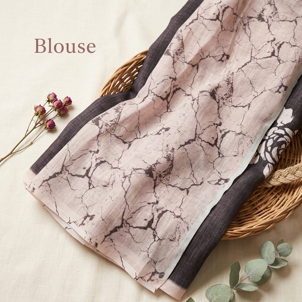 Deep Wine Floral Linen Cotton Saree